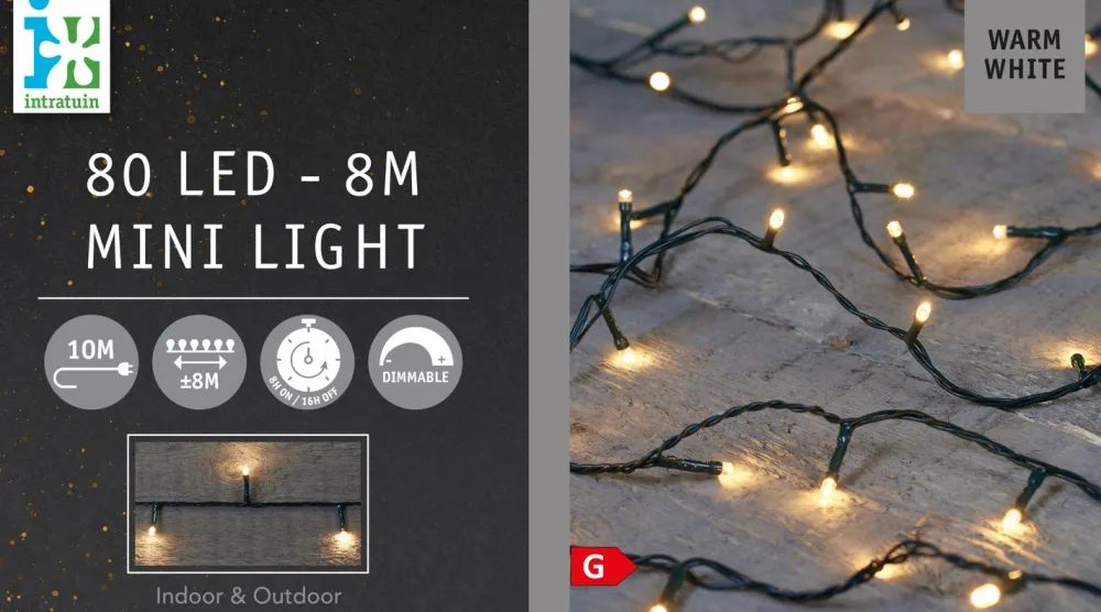 Sale Lichterkette 8 m mit 80 LEDs warmweiß Weihnachtsbaumbeleuchtung