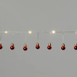 Outlet Lichterkette mit Weihnachtskugeln 20 LEDs rot 2,20 m Motiv-Lichterketten