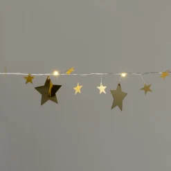 Lichterkette Sterne transparant / gold mit 20 LEDs warmweiß 2 m Motiv-Lichterketten