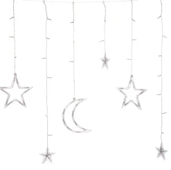 Discount Lichtervorhang Stern und Mond mit 92 LEDs warmweiß L 100 cm Lichtervorhänge