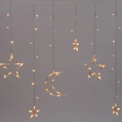 Discount Lichtervorhang Stern und Mond mit 92 LEDs warmweiß L 100 cm Lichtervorhänge