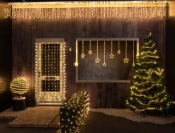 Sale Lichtervorhang Sterne mit 364 LEDs warmweiß 2 m Eisregen Lichterketten