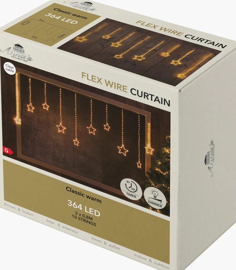 Sale Lichtervorhang Sterne mit 364 LEDs warmweiß 2 m Eisregen Lichterketten