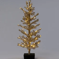 mini Künstlicher Weihnachtsbaum Kristal gold met 60 warmweißen Lämpchen D 38 H 61 cm Künstliche Weihnachtsbäume