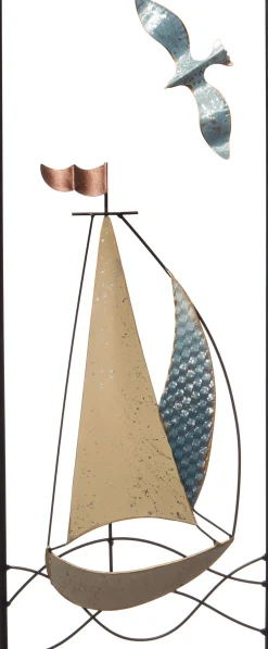 Best Outdoor-Wanddeko Segelboot gold / blau 25 x 61 x 3 cm Outdoor-Wanddeko