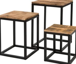 New Pflanzenhocker Flynn schwarz / Holz 25 x 25 x 31 cm Pflanztische & -Regale