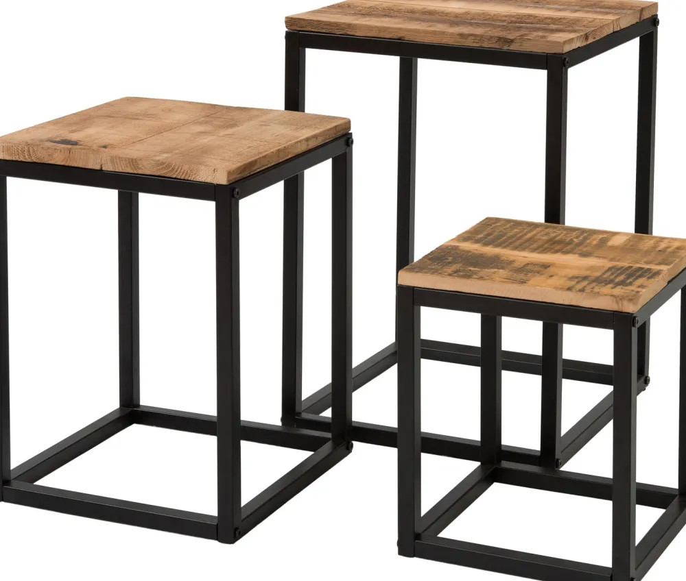 New Pflanzenhocker Flynn schwarz / Holz 25 x 25 x 31 cm Pflanztische & -Regale