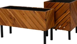 New Pflanzkübel Acacia naturell 32 x 32 x 42 cm Pflanzkübel|Blumentöpfe & Pflanzgefäße