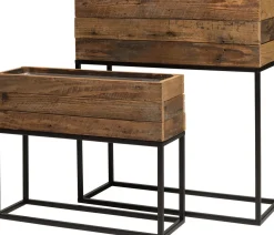 Discount Pflanzkübel auf Ständer schwarz / Holz 50 x 16 x 41 cm Pflanzkübel|Blumentöpfe & Pflanzgefäße