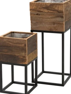 Best Pflanzkübel Miles mit Ständer schwarz / Holz 18 x 18 x 34 cm Blumentöpfe|Blumentöpfe & Pflanzgefäße