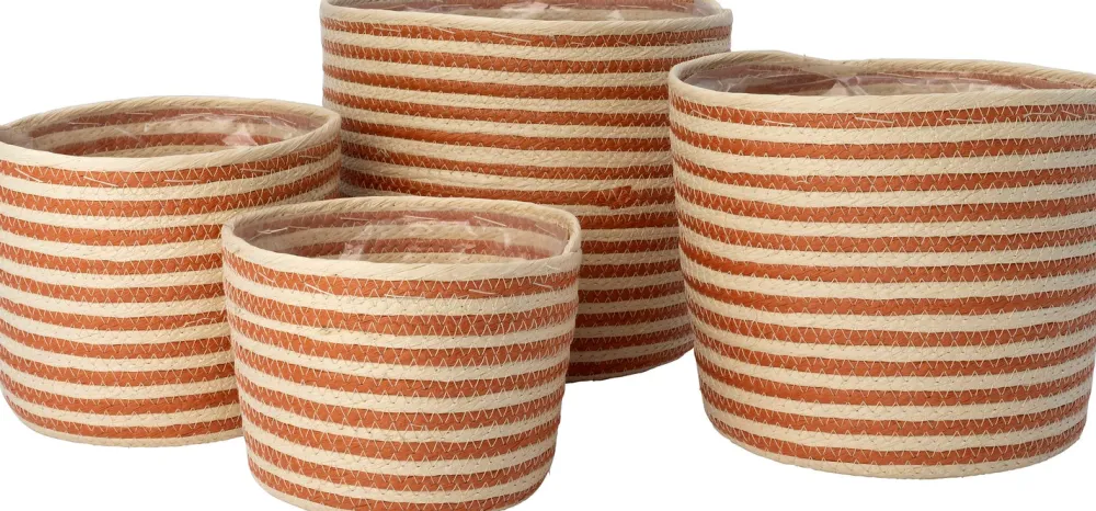 Outlet Pflanzkorb Elias natur/orange D 25 H 20 cm Pflanzkörbe|Pflanzkörbe