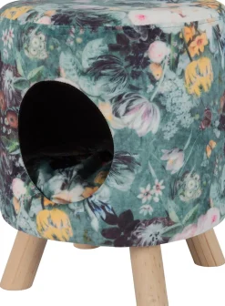 Discount Pouf mit Katzenkörbchen Blumenprint D 35 H 42 cm Poufs|Katzenbetten & -Körbe