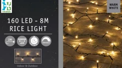 Discount Reiskorn Lichterkette 8 m mit 160 LEDs warmweiß Weihnachtsbaumbeleuchtung
