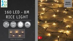 Discount Reiskorn Lichterkette 8 m mit 160 LEDs warmweiß Weihnachtsbaumbeleuchtung
