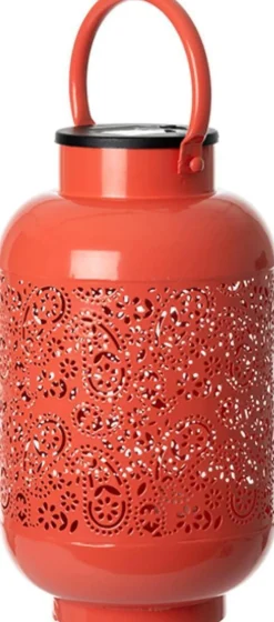 Hot Solarlaterne London rot D 16 H 27,5 cm Solar Gartenleuchten|Tischleuchten