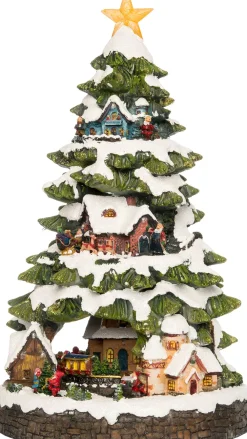 Best Tannenbaum mit Weihnachtsdorf beleuchtet D 28,5 H 36,5 cm Weihnachtshäuschen