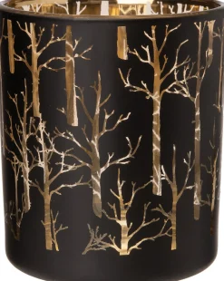 Teelichthalter Bäume Henna schwarz D 7 H 8 cm Teelichthalter