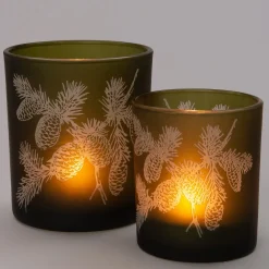 Discount Teelichthalter Mat Tannenzweig grün D 7 H 8 cm Teelichthalter