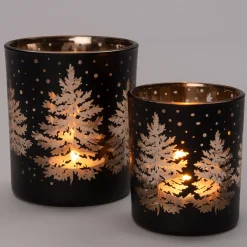 New Teelichthalter Bäume Schnee Poppy schwarz D 9 H 10 cm Teelichthalter
