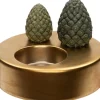 Teelichthalter Tannenzapfen gold D 12 H 9,5 cm Teelichthalter