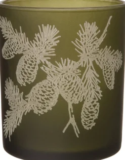 Best Teelichthalter Mat Tannenzweig grün D 8,8 H 10 cm Teelichthalter