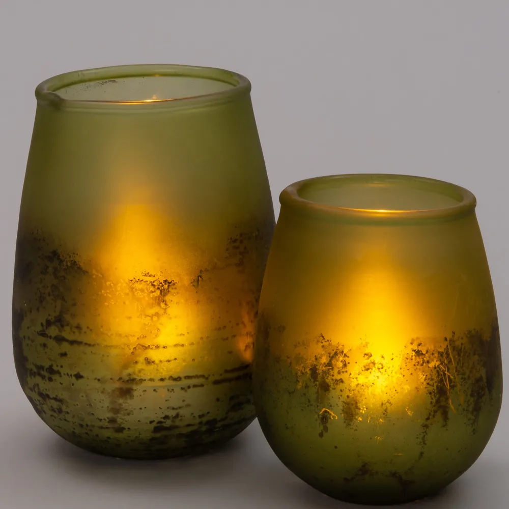 Outlet Teelichthalter Pom grün D 9 H 9 cm Teelichthalter