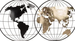 Discount Wanddekoration Landkarte schwarz / gold 108 x 59,5 x 6,5 cm Outdoor-Wanddeko