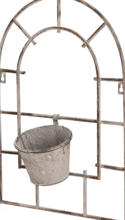 Best Wandrahmen mit Topf grau 36 x 15 x 50 cm Outdoor-Wanddeko|Wand-Blumentöpfe