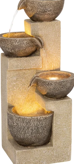 Online Wasserspiel Tani beige / grau 25 x 25 x 55 cm Gartenbrunnen & Wasserspiele