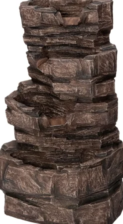 Discount Wasserspiel Thor mit LED-Beleuchtung grau 46 x 36 x 77,5 cm Gartenbrunnen & Wasserspiele