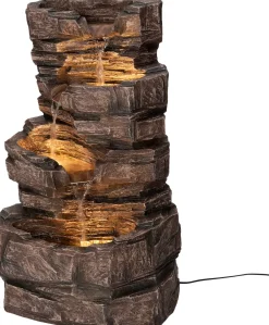 Discount Wasserspiel Thor mit LED-Beleuchtung grau 46 x 36 x 77,5 cm Gartenbrunnen & Wasserspiele