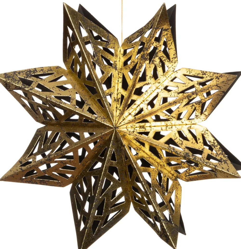 Online Weihnachtsbaumschmuck Papier Schneeflocke schwarz / gold D 23 cm Weihnachtsdeko Zum Aufhängen