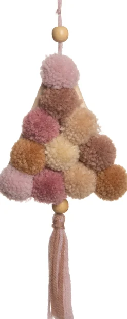 Weihnachtsbaumschmuck Weihnachtsbaum mit Pompom rosa 11 x 2,5 x 22 cm Weihnachtsdeko Zum Aufhängen