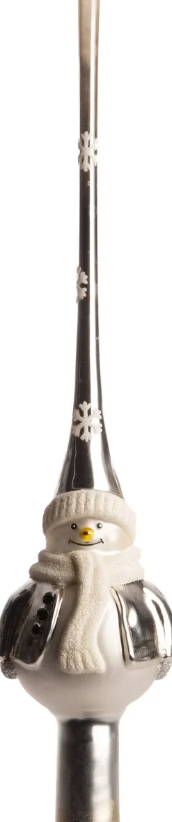 Outlet Weihnachtsbaumspitze silber/weiß D 5,5 H 26 cm Weihnachtsbaumspitzen