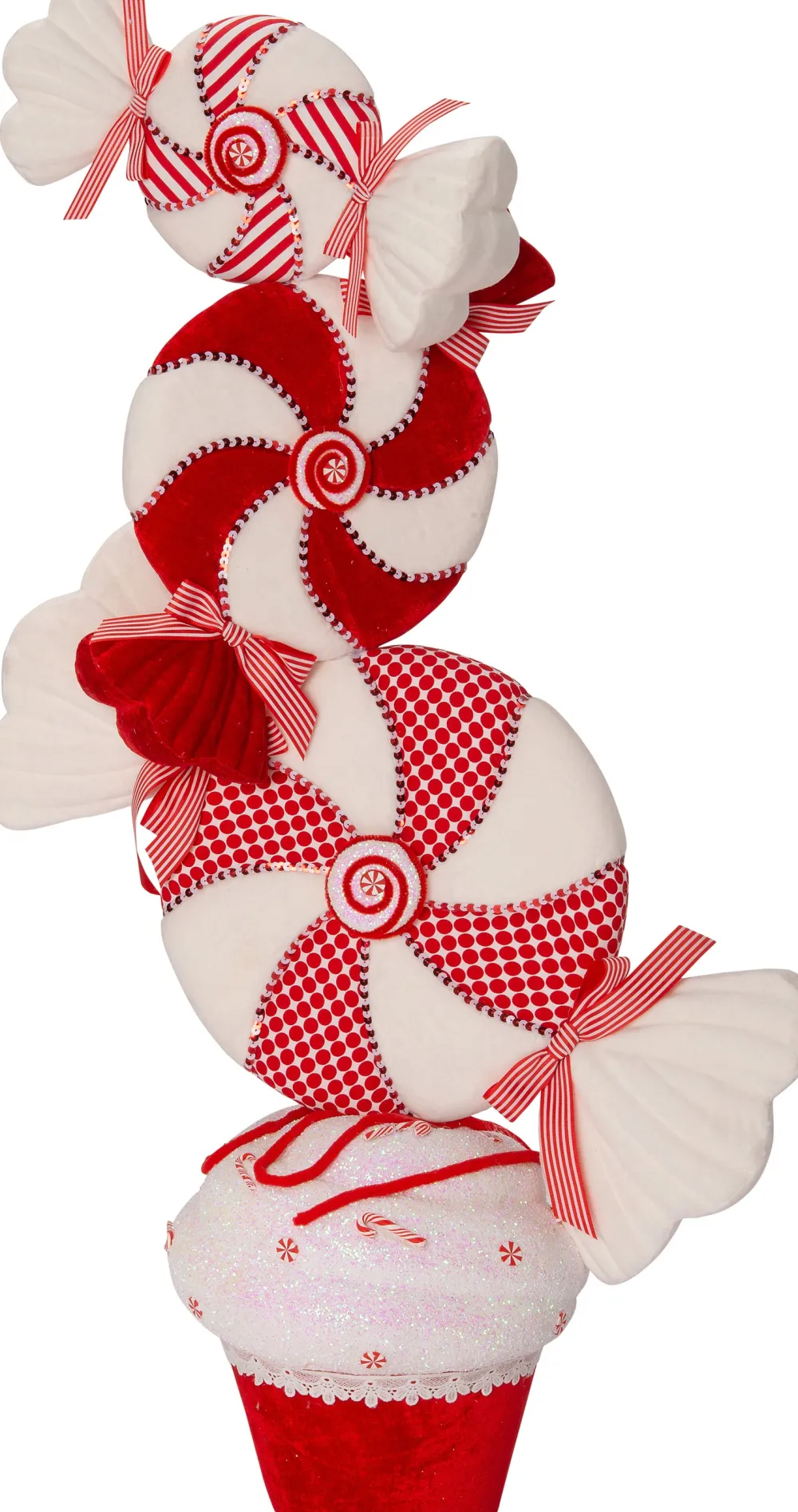 Hot Weihnachtsdeko Candyline Cupcake mit Süßigkeiten rot / weiß 58 x 29 x 109 cm Weihnachtsdeko Zum Aufhängen