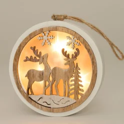 Weihnachtsdeko Hirsche 12 x 2 x 12 cm mit LED Beleuchtung extra warm Weihnachtsdeko Zum Aufhängen