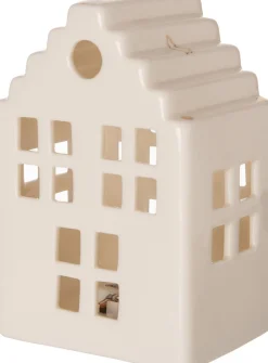 Outlet Weihnachtsdeko Häuschen creme LED warmweiß 6,8 x 5,5 x 10,2 cm Weihnachtsleuchten