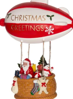 Clearance Weihnachtsdorf Miniatur-Zeppelin mit Weihnachtsmann 23 x 12 x 18 cm Weihnachtsdorf Figuren & Objekte
