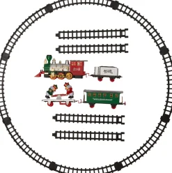 Hot Weihnachtsdorf Zug Set rot / grün 64,5 x 7 x 27,5 cm 16-teilig Weihnachtsdorf Sets