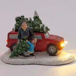 Hot Weihnachtsdorf Miniatur-Auto mit Weihnachtsbaum 11,5 x 7,8 x 7,6 cm Weihnachtsdorf Figuren & Objekte