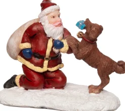Weihnachtsdorf Figur Weihnachtsmann mit Hund 6 x 3 x 5 cm Weihnachtsdorf Figuren & Objekte