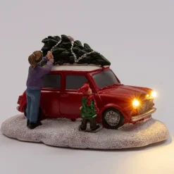 Clearance Weihnachtsdorf Auto Mini Cooper mit Figuren 14 x 9,3 x 8 cm Weihnachtsdorf Figuren & Objekte