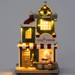 Clearance Weihnachtsdorf Miniatur Eisladen 14,5 x 11 x 24 cm Weihnachtshäuschen