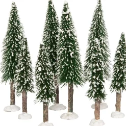 Sale Weihnachtsdorf Deko-Tannenbäume mit Schnee 8 St. Weihnachtsdorf Figuren & Objekte