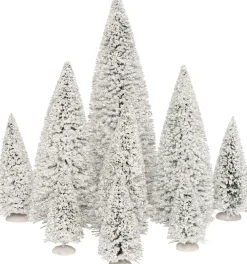 Sale Weihnachtsdorf Deko-Tannenbäume mit Schnee weiß 9 St. Weihnachtsdorf Figuren & Objekte