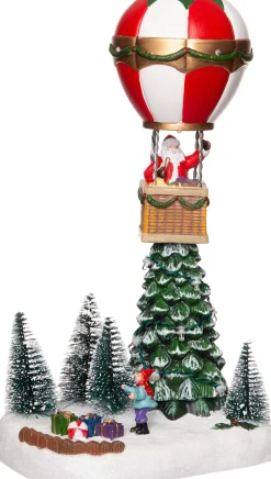 Sale Weihnachtsdorf Miniatur-Heißluftballon mit Weihnachtsmann 16,5 x 12,5 x 28 cm Weihnachtsdorf Figuren & Objekte