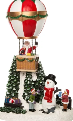 New Weihnachtsdorf Miniatur Heißluftballon mit Weihnachtsmann 15,5 x 12 x 25 cm Weihnachtsdorf Figuren & Objekte