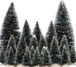 Sale Weihnachtsdorf Deko-Tannenbäume mit Schnee 21 St. Weihnachtsdorf Figuren & Objekte