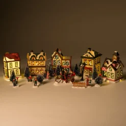 Clearance Weihnachtsdorf-Set Winterdorf mit LED Beleuchtung 24-teilig Weihnachtsdorf Figuren & Objekte|Weihnachtsdorf Sets