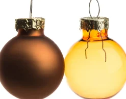 Weihnachtskugeln braun / gelb matt und transparent D 2,5 cm 24 St. Weihnachtskugeln & -Anhänger